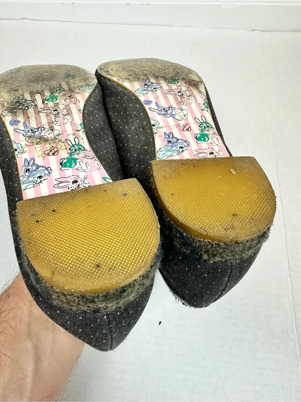 Irregular Choice Black Bigwig Rabbit Embroidered Flat Shoes Size EU 42 - US 11